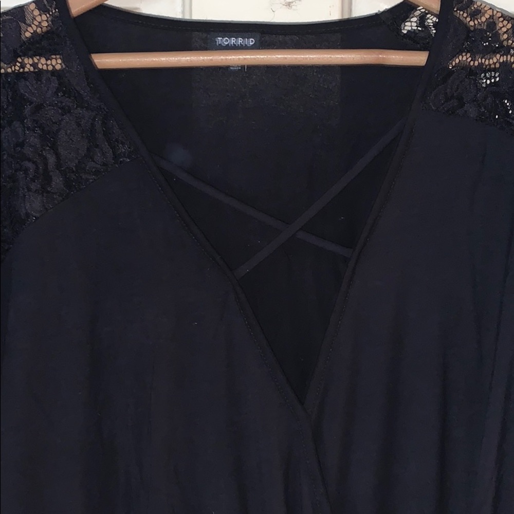 Black deep v neck top